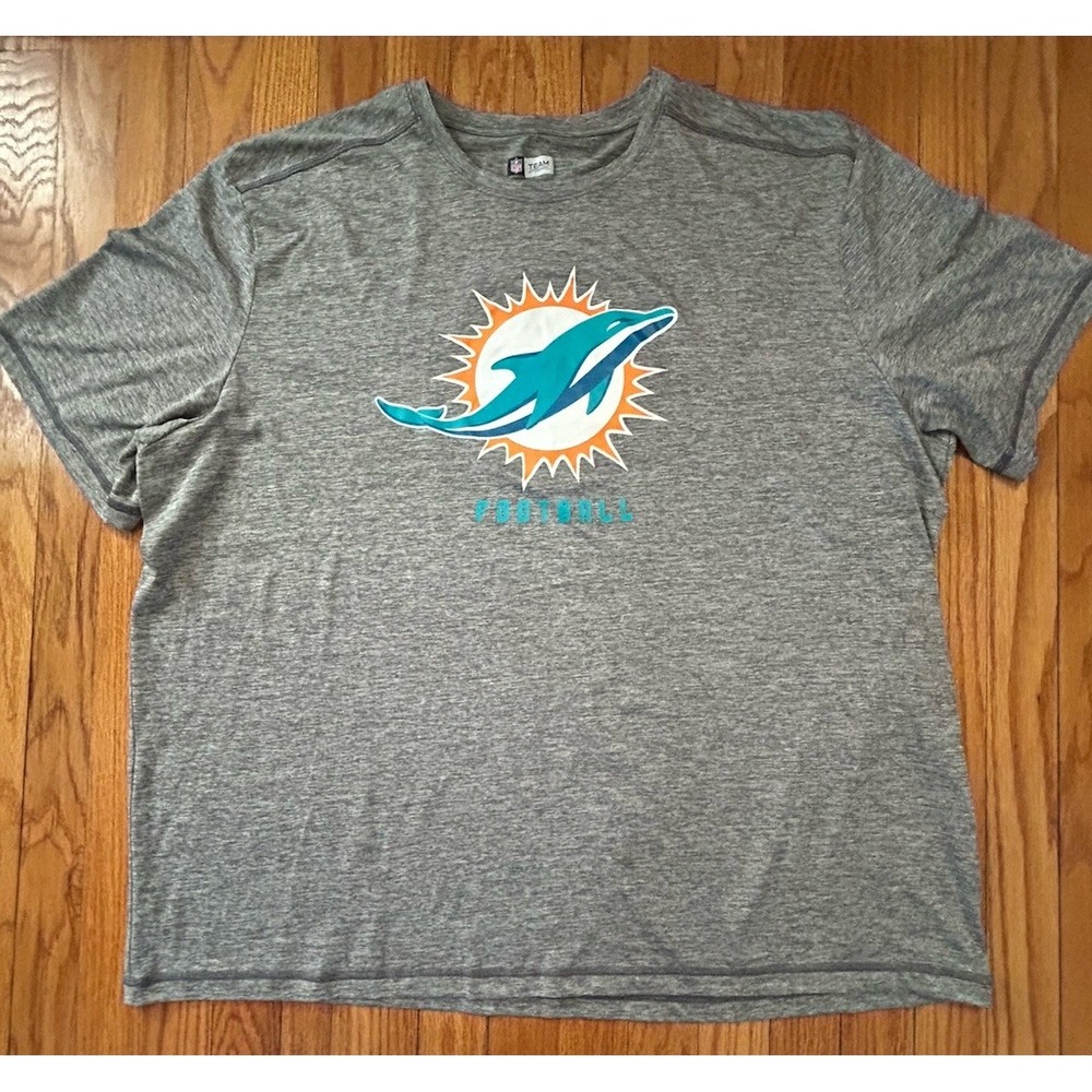 Men's NFL Team Apparel Miami Dolphins Heather Gray Graphic Shirt Size 3XL Footba